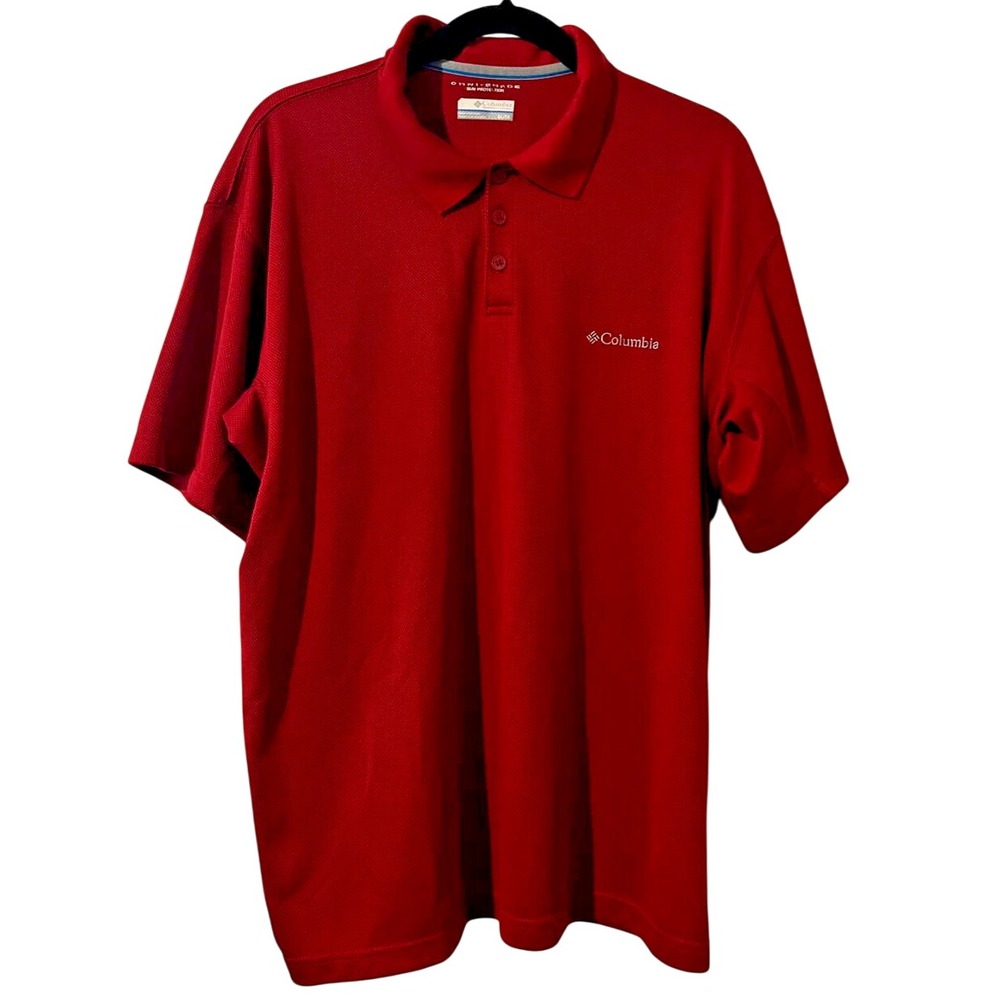 Columbia Men's‎ Short Sleeve 3 Button Down Omni Shade XL Maroon/Red Shirt Casual